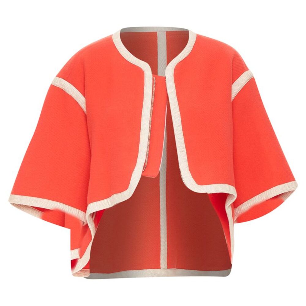 Chloe Orange Piping Zip Trim Wool Cape Jacket